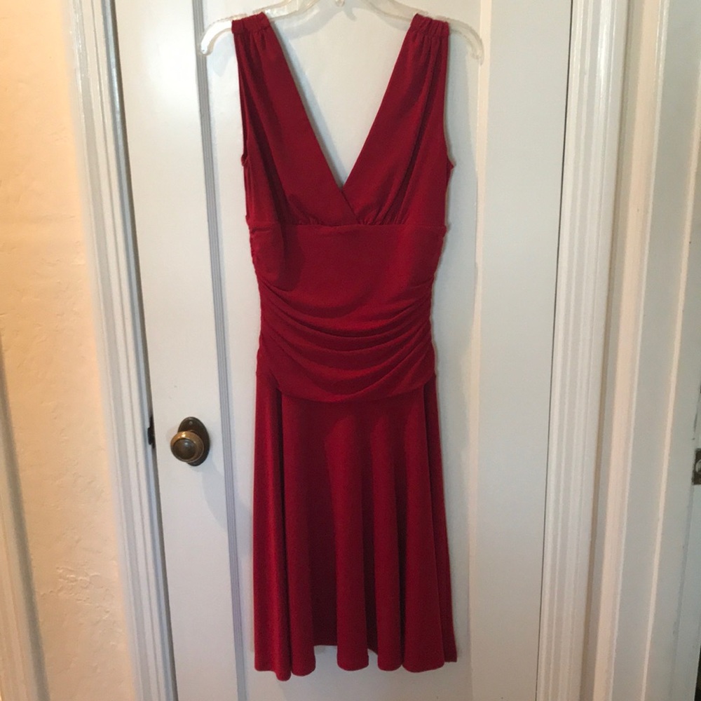 Red Ruched Waist Dress
